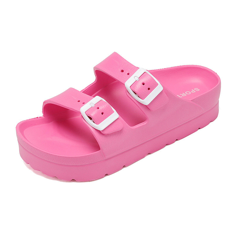 Eva Platform Casual Slippers Casual Outdoor Sandals and Slippers Double Buckle Lightweight Non-Slip Beach Shoes