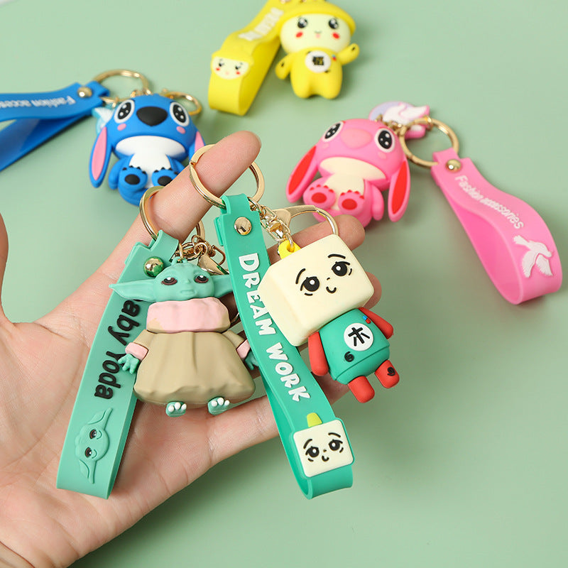 Cartoon Stitch PVC Flexible Glue Keychain Creative Couple Bags Silica Gel Key Chain Pendant