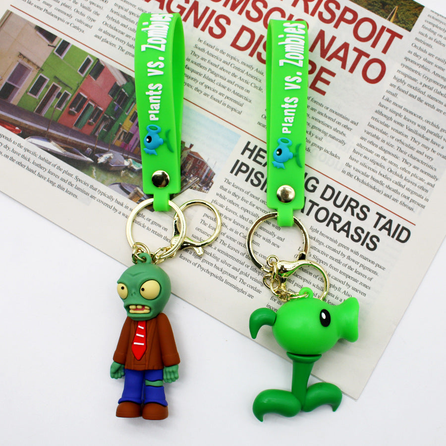 Cartoon 3D Epoxy Plants Vs Zombies Keychain Surrounding the Game Same Plant Zombie Key Chain