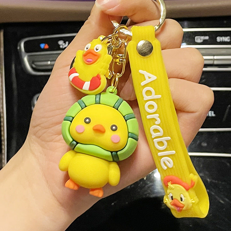 Creative Cartoon Epoxy Car Keychain Fruit Glasses Duck Cute Couple Bags Pendant