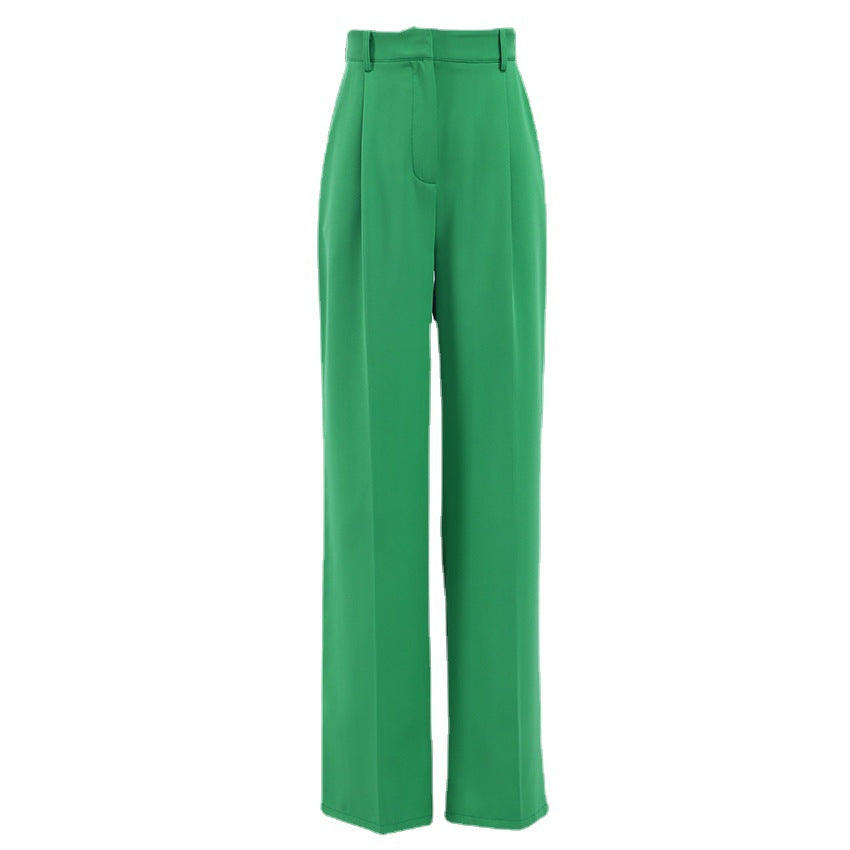 European and American Fashion Apple Green Casual Wide-Leg Pants Trousers Mopping Floor All-Match Commute Elegant Ladies