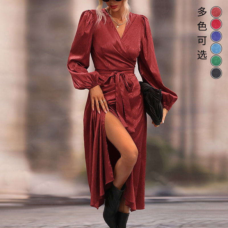 European and American Style Dress Long Sleeve Dress