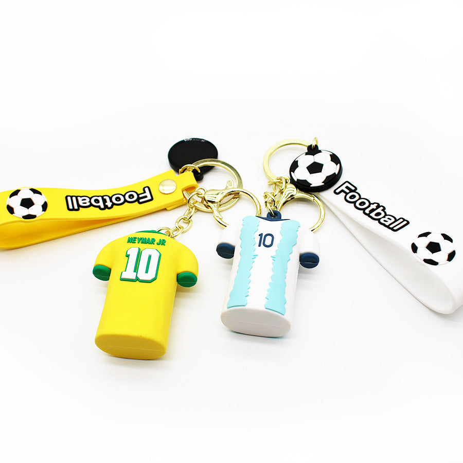 World Cup Soccer Uniform Jersey Keychain 3D Epoxy Creative Football Suit Pendant Football Pendant World Cup Gift