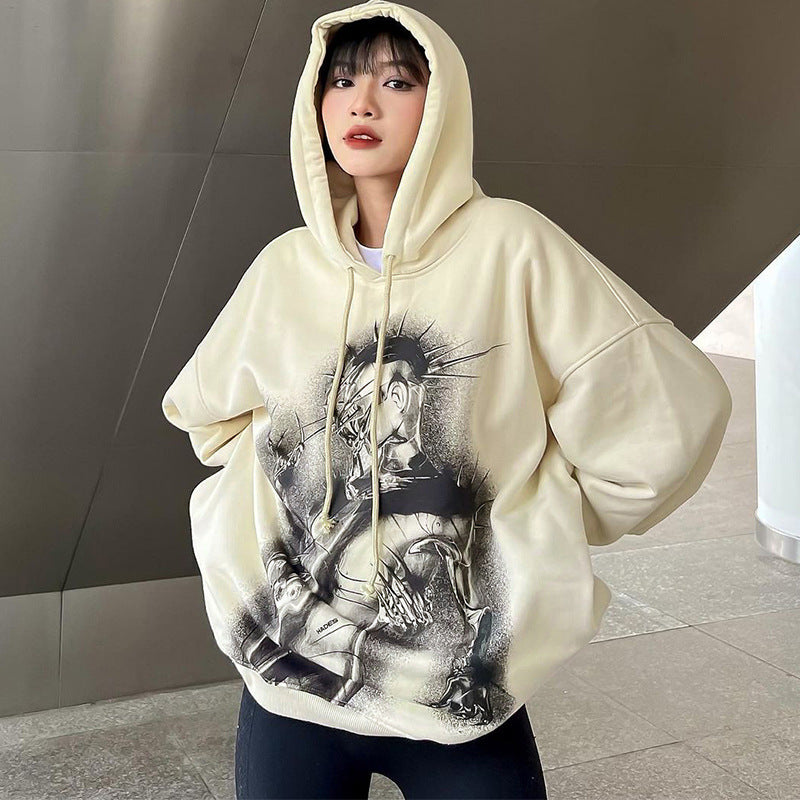 Autumn and Winter Thick Mid-Length Sweater Loose plus Size Plump Girls Pullover Hooded Pile Style Long Sleeve Sweaters Women's Clothing