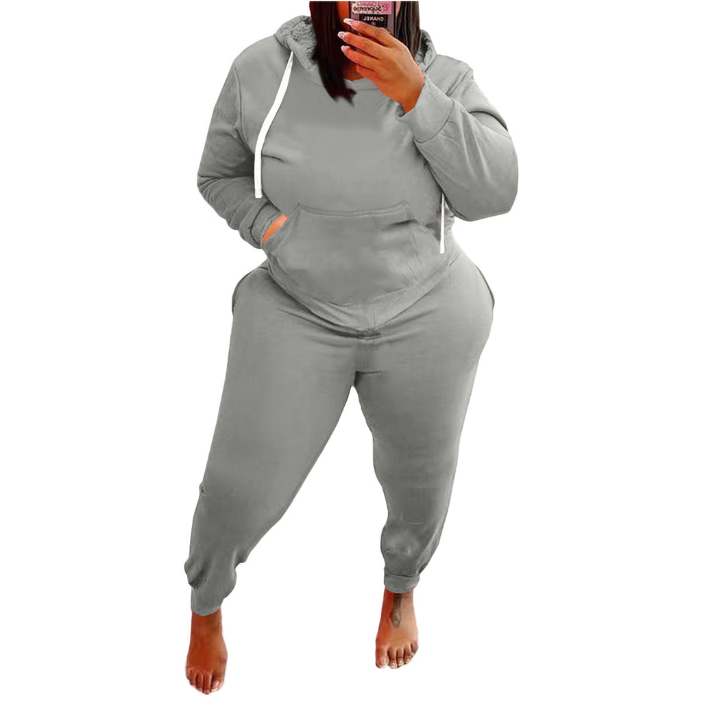 Women's plus Size Fashion Casual Exercise Suit Sweater Two-Piece Set