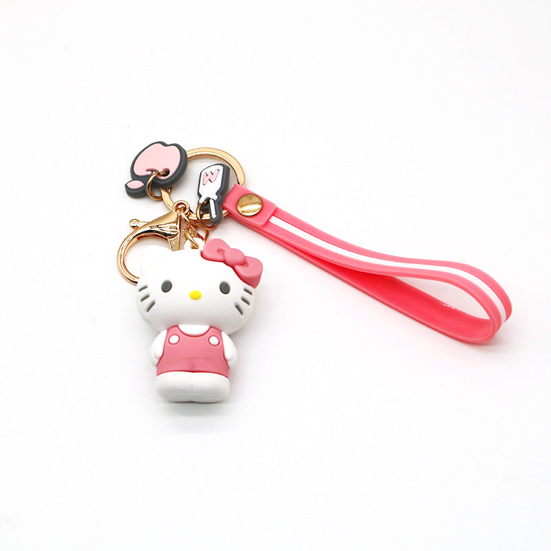 Cartoon KT Penguin Melody Cinnamon Big Ear Pom Pom Purin Keychain Foodie Bear Papillon Cars and Bags Pendant