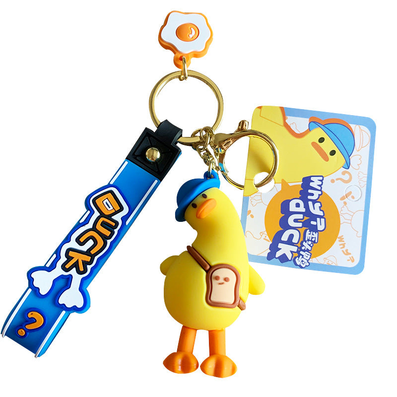 Creative Cute Cartoon Head Tilt Duck Keychain Pendant Female Cute Little Yellow Duck Doll Couple Backpack Ornaments