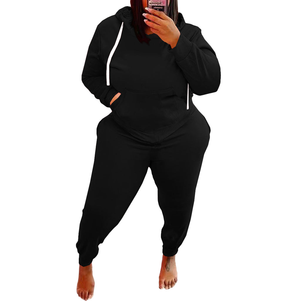 Women's plus Size Fashion Casual Exercise Suit Sweater Two-Piece Set