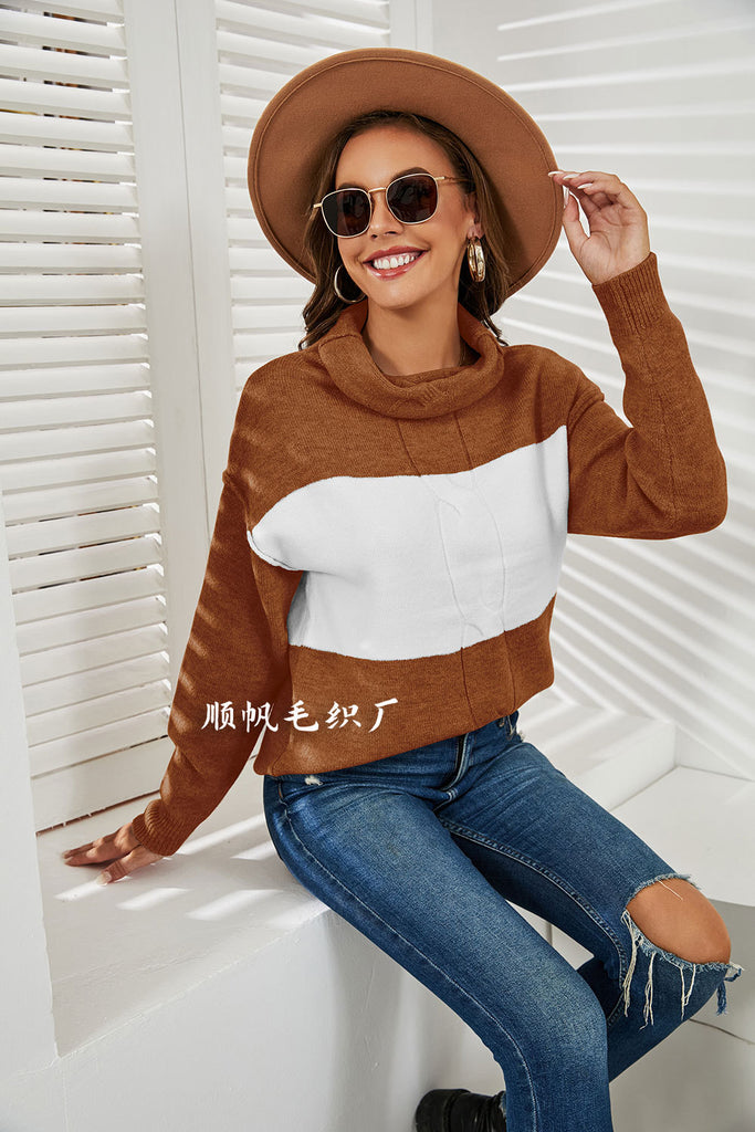 Turtleneck Cable-Knit Sweater Fashion Oversized Pullover Women's Clothing