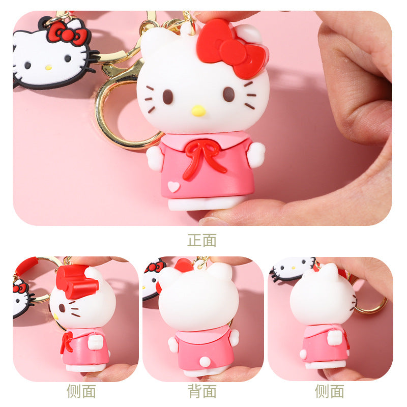 Creative Cartoon Hello Kitty Key Chain Epoxy Couple Bags Pendant Personality Crane Machine Small Gift