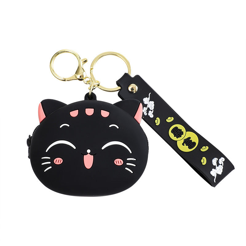 Creative Cartoon Cat Coin Purse Keychain Cute Pendant Exquisite Schoolbag Pendant Coin Earphone Storage