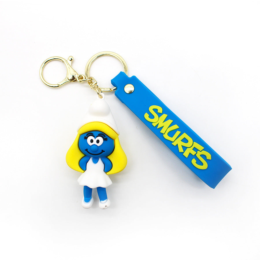 Cartoon Blue Elf Keychain the Smurf Blue Dad Blue Sister Pendant Cute Elf Key Chain