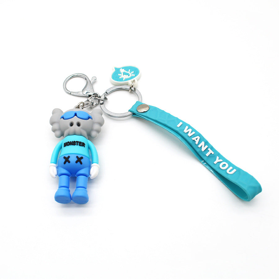 Cool Popular Brand Couple Sesame Street Key Ring KAWS Key Chain Simple Doll Pendant Bag Ornaments Small Gift