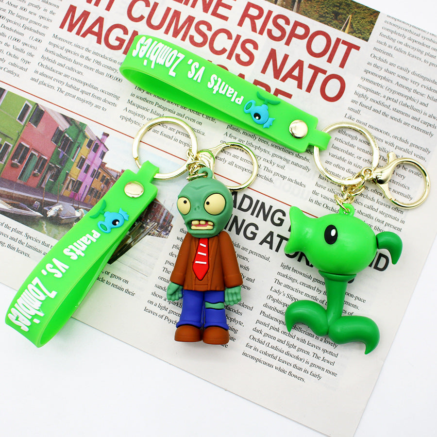 Cartoon 3D Epoxy Plants Vs Zombies Keychain Surrounding the Game Same Plant Zombie Key Chain