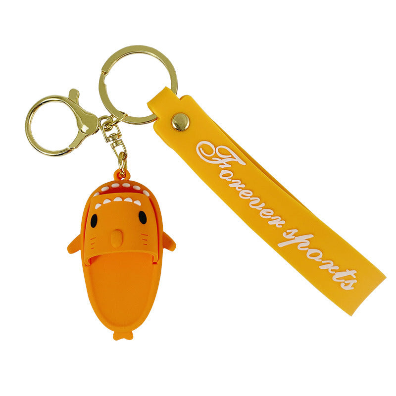 Creative Cute Shark Slippers Keychain Trendy Couple Car Key Ring Pendant Schoolbag Pendant Gift