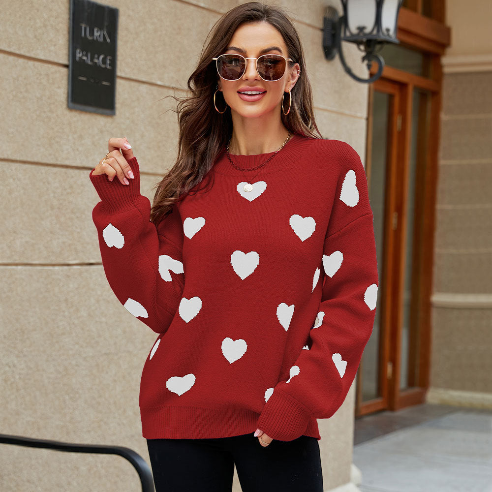 Bestseller Valentine's Day Love Pullover Women's Knitwear Women's Large Size Loose Cross-Border Sweater Women