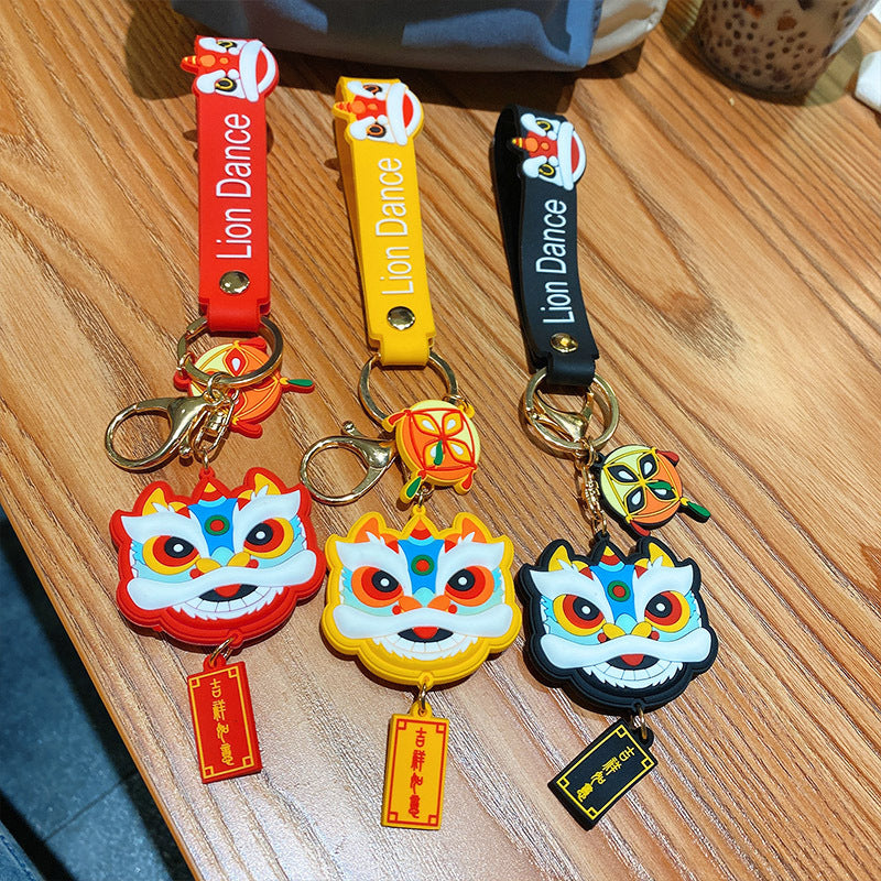 Chinese Style Lion Key Chain Pendant Men's Cartoon Car Key Chain Bag Ornaments Mascot Small Gift