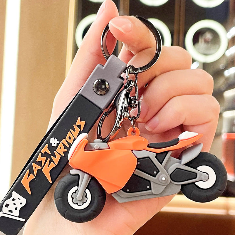 Creative Cool Motorcycle Keychain Cute Motorcycle Boys' Accessories Pendant Exquisite Schoolbag Pendant Gift