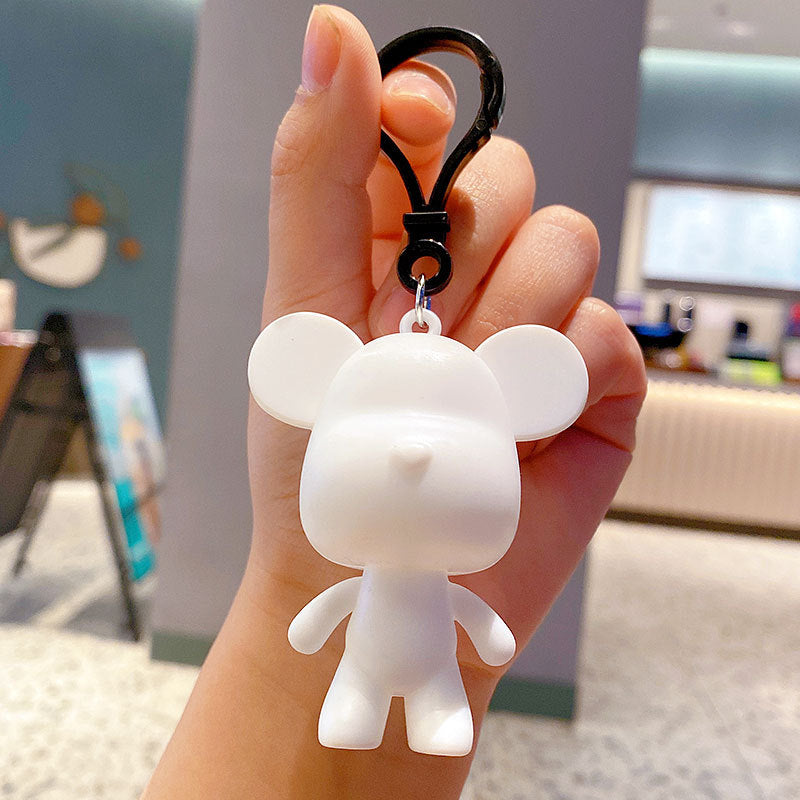 Fluid Violent Bear Keychain Handmade DIY Material Package Homemade Fluid Bear Pendant Creative White Body Hand-Made