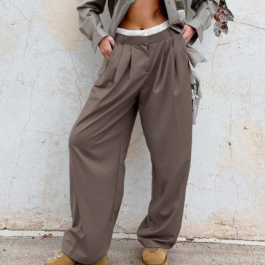 Design Wide-Leg Pants Casual Pants Street Fashion High Waist Mop Trousers European and American Tall