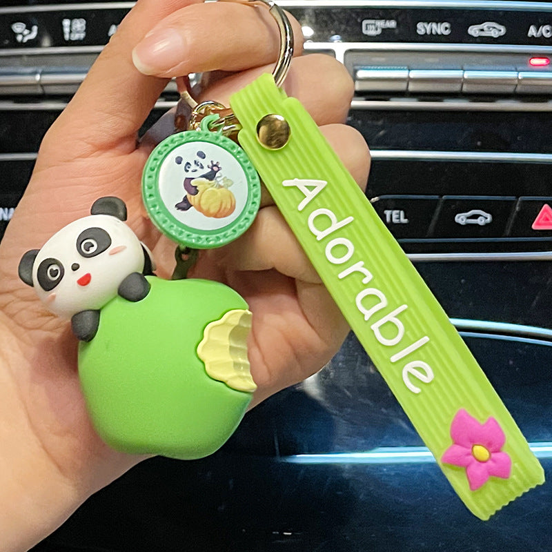 Epoxy Fruit Panda Cute Key Pendant Cartoon Doll Creative Gift Couple Bags Ornaments Purchase