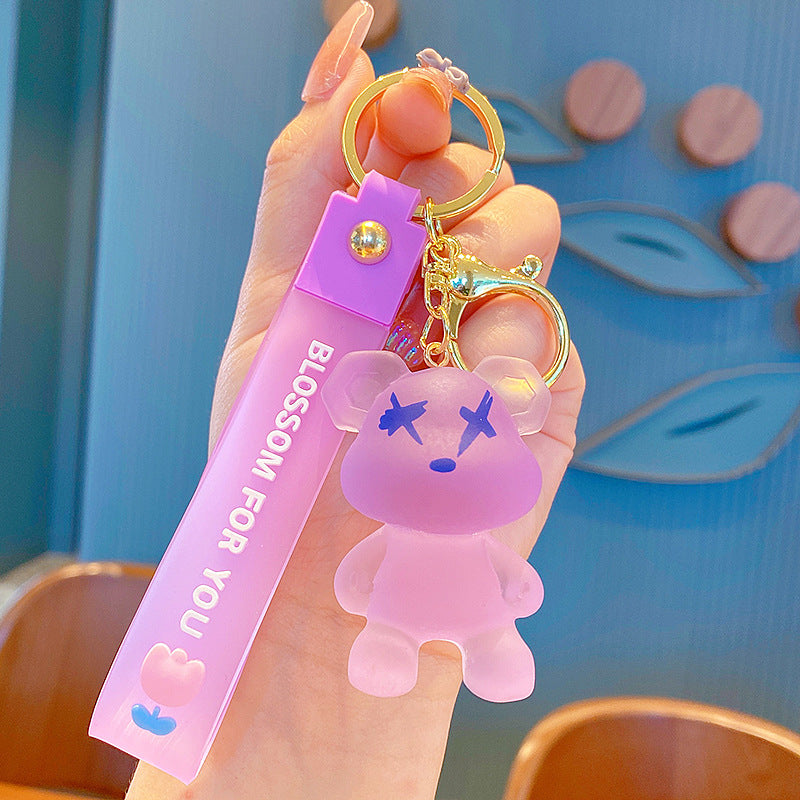 Cartoon Color-Changing Bear Keychain Accessories Couple Car Key Chain Pendant Bag Hanging Ornament Little Creative Gifts