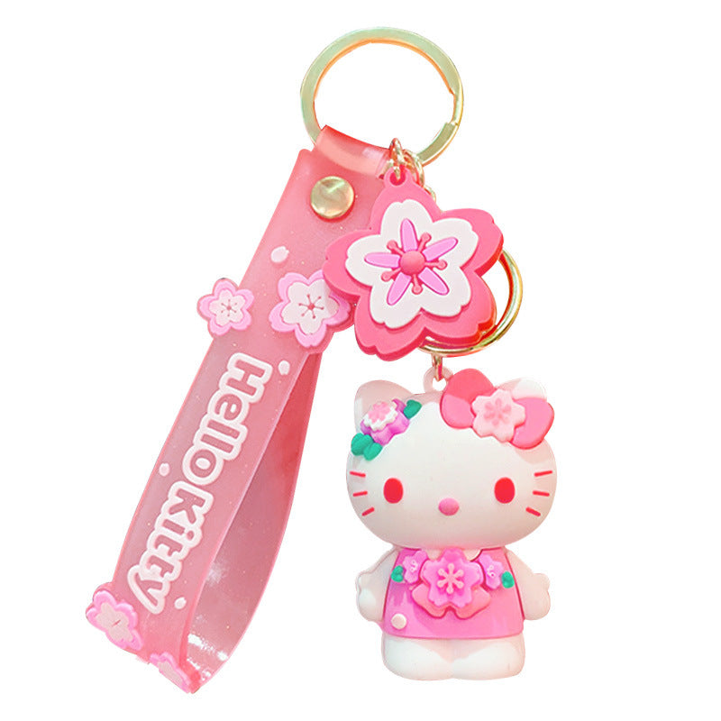 Creative Epoxy Sanrio Cherry Blossom Season Keychain Pendant Cute Cartoon Cars and Bags Accessories Small Gift