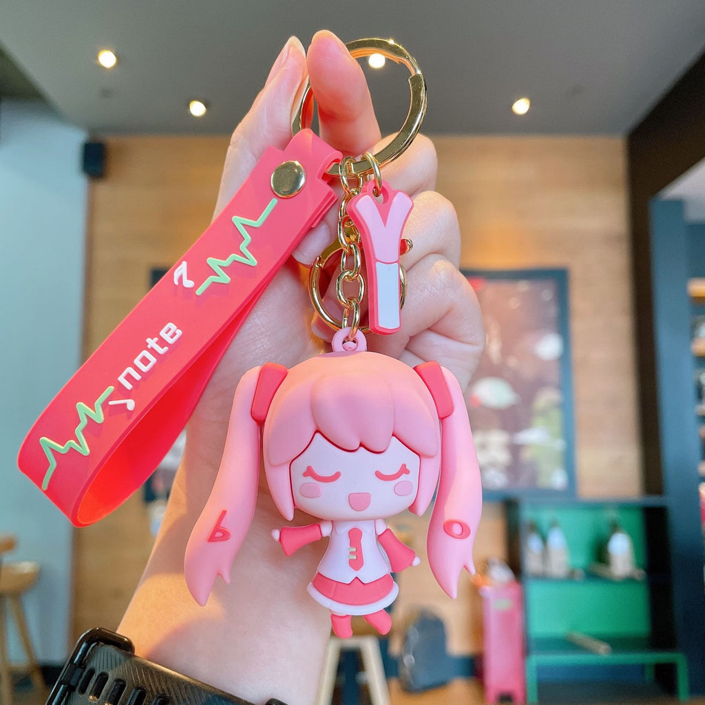 Cartoon Epoxy Hatsune Girl Keychain Car Key Chain Couple Bags Pendant Creative Key Ring