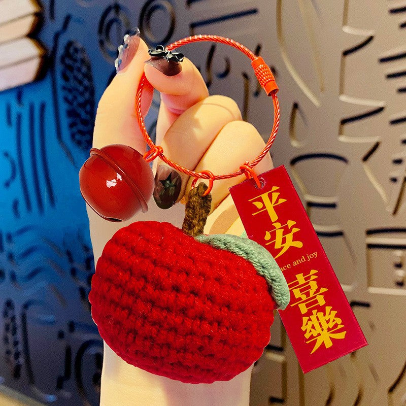 Woven Wool Persimmon Good Persimmon Peanut Plush Crocheted Good Things Happen Pendant Handmade Bag Keychain Accessories