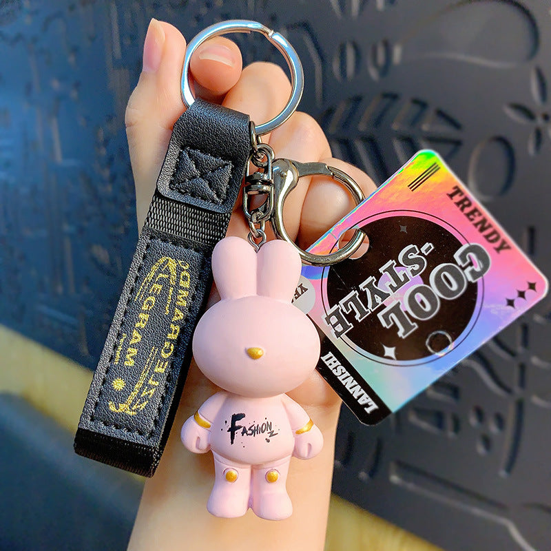 Cartoon Moonlight Faceless Rabbit Keychain Couple Creative Exquisite Doll Key Chain Handbag Pendant Small Gift