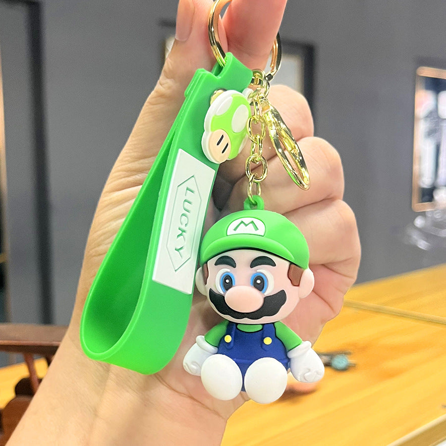 Cartoon Super Mary Mario Mushroom-Shaped Haircut Keychain Creative Car Key Chain Crane Machine Pendant Small Gift