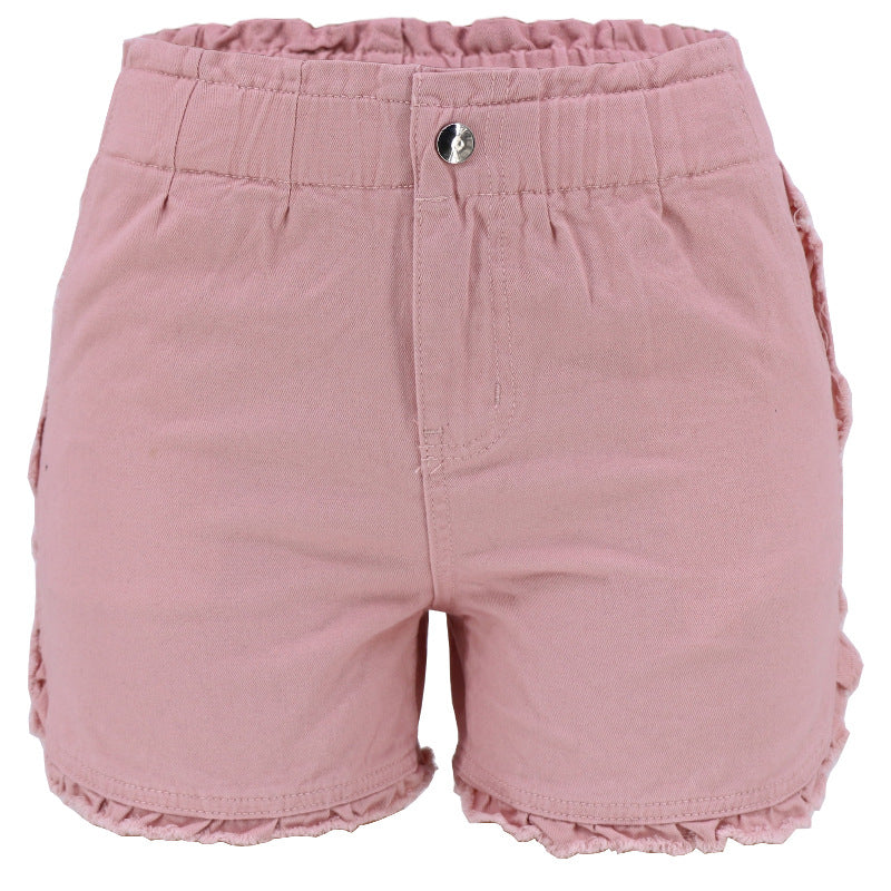 Bestseller Sweet Girlish Elastic Waist Light Color Denim Shorts