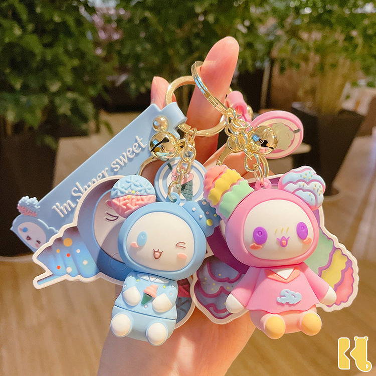 Cartoon Cute Treasure Sweetheart PVC Keychain Cute Automobile Hanging Ornament Couple Bags Hanging Ornament Keychain Creative