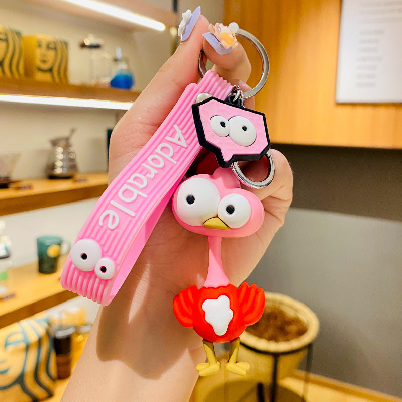 Creative Funny Cute Cartoon Ugly and Cute Eye-Popping Doll Keychain Car Shape School Bag Pendant Small Gift Wholesale Pair