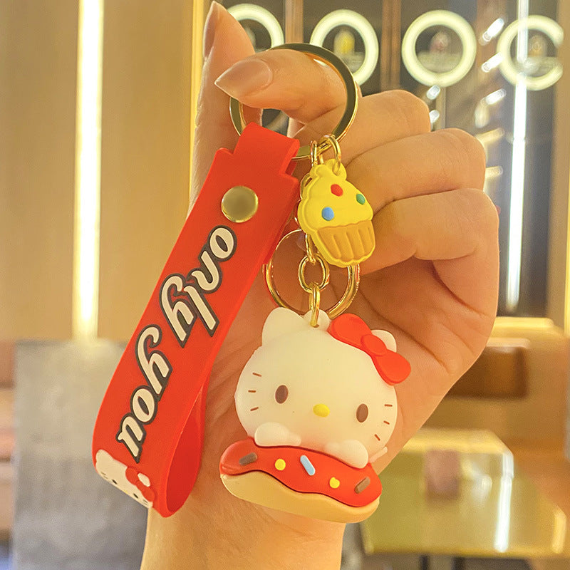 Creative Hamburger Donut Keychain Pendant Cartoon Epoxy Doll Lovely Bag Hanging Ornament Keychain