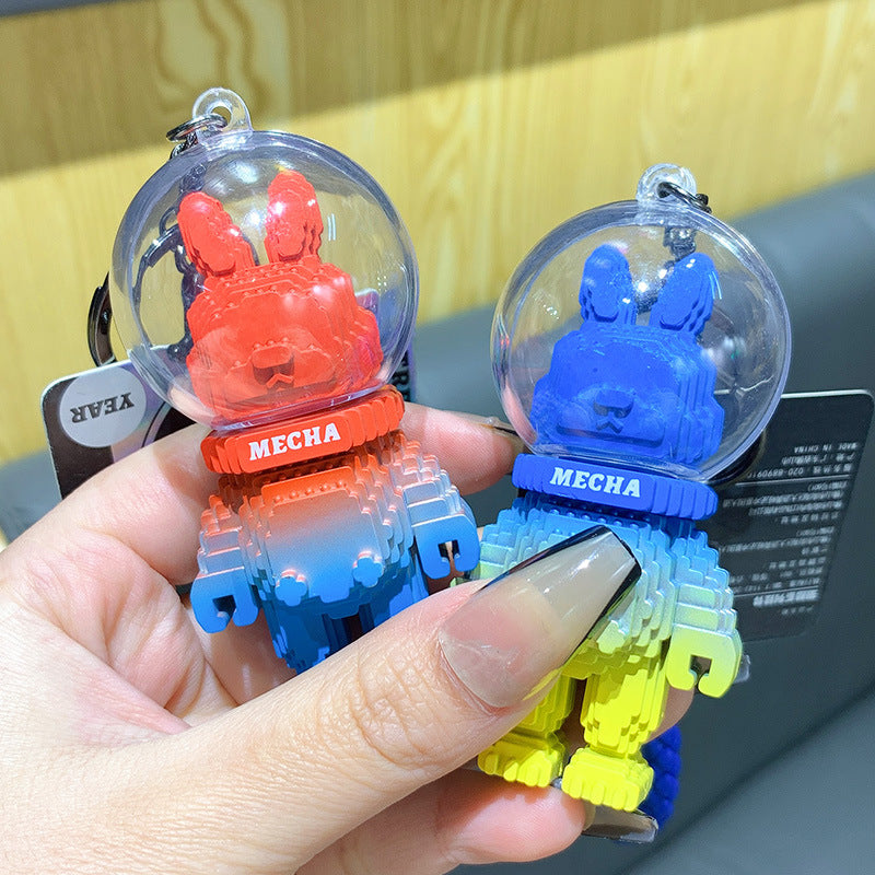 Creative Trendy Cool Pixel Rabbit Keychain Pendant Cartoon Bunny Doll Car Key Chain Ornament Gifts