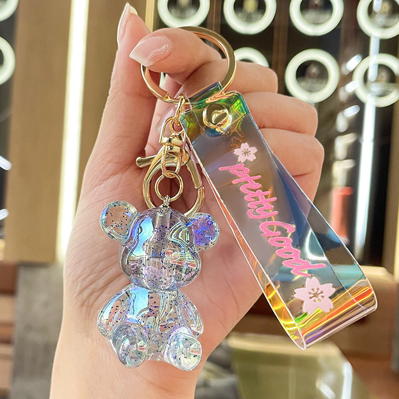 Acrylic Sitting Crystal Bright Starry Sky Violent Bear Car Key Ring Girl's Heart Ornament Bag Ornaments