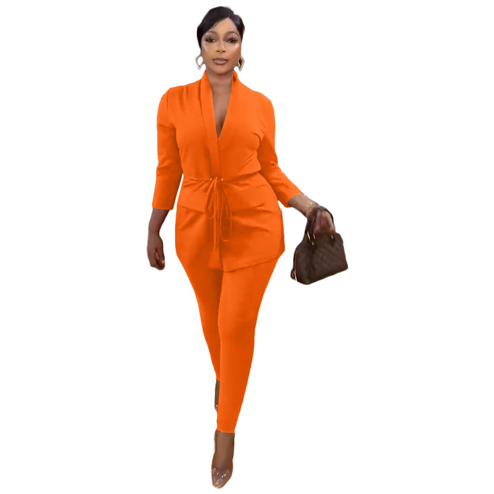Women's Casual Suit Blazer Trousers Suit