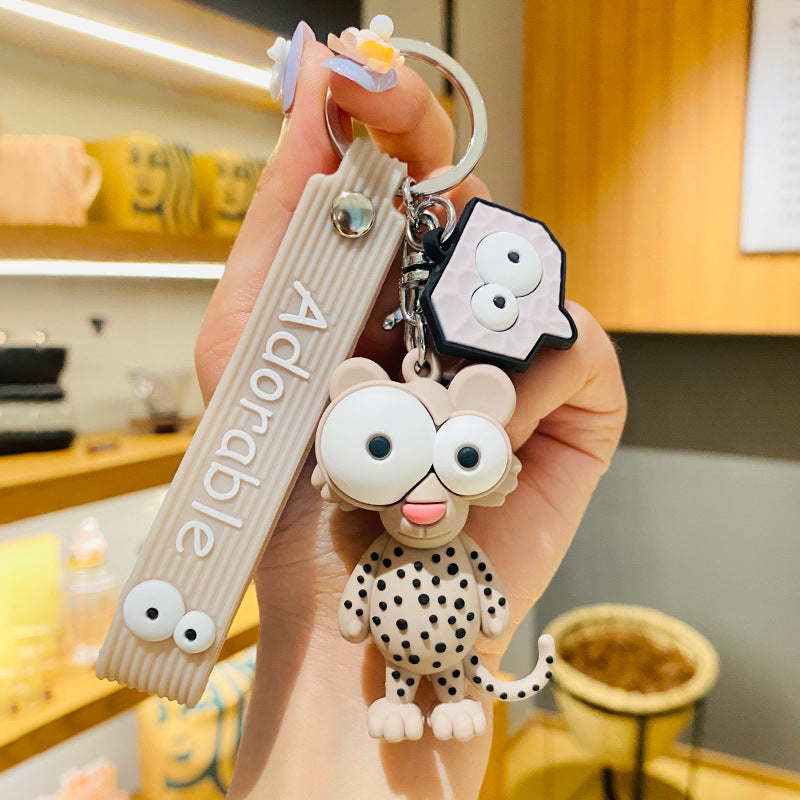 Creative Funny Cute Cartoon Ugly and Cute Eye-Popping Doll Keychain Car Shape School Bag Pendant Small Gift Wholesale Pair