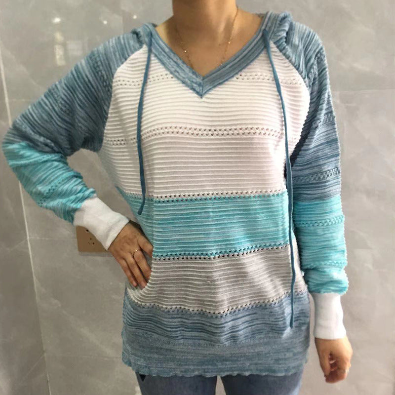 Autumn and Winter plus Size Women's Knitting Sweater Hooded Knitted plus Size Women's Sweater