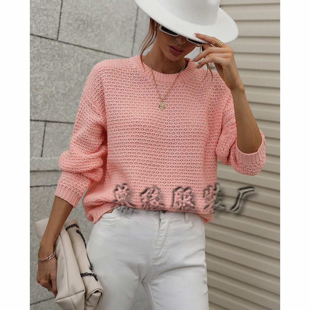 Bottoming round Neck Knitwear for Women round Neck All-Matching Loose Foreign Trade Sweater for Women