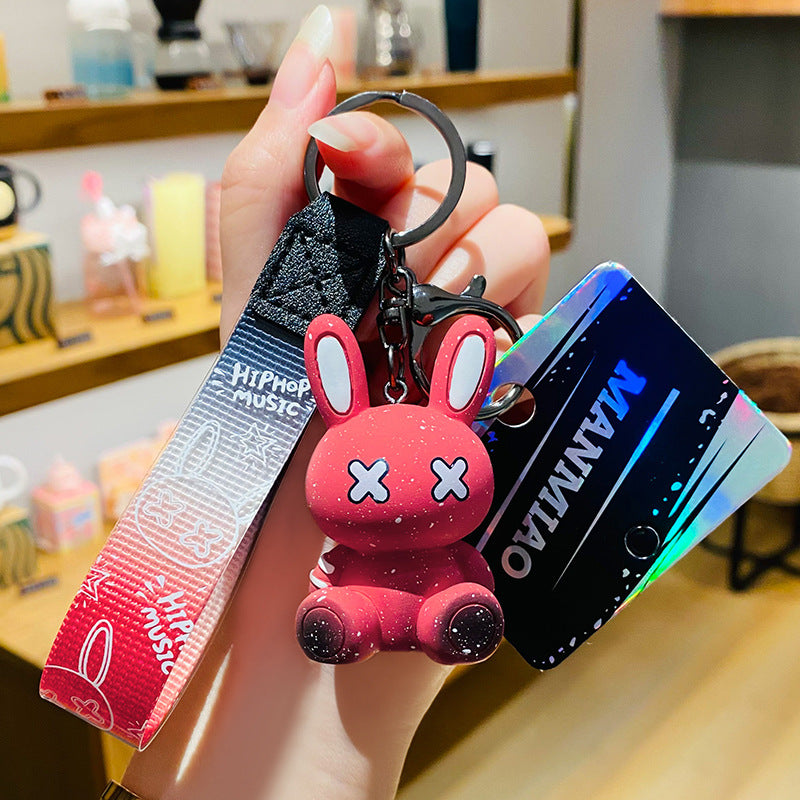 Creative Cartoon Xx Eye Xiaomengtu Cute Car Keychain Schoolbag Pendant Rabbit Year Exquisite Pair of Small Gifts