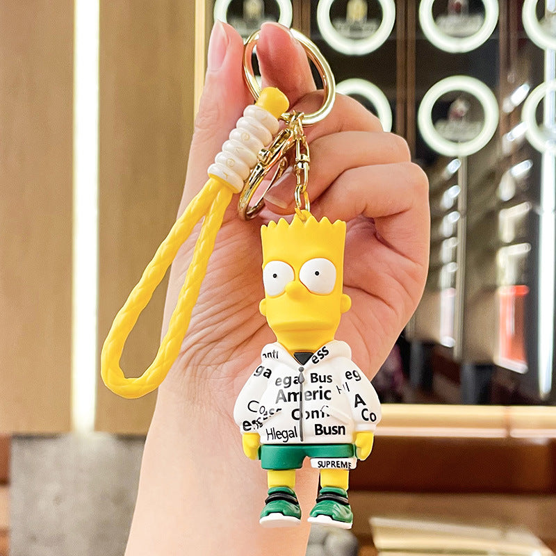 Celebrity Family Simpson Keychain Pendant Creative Cartoon Yiwu Small Commodity Doll Key Ring Pendants