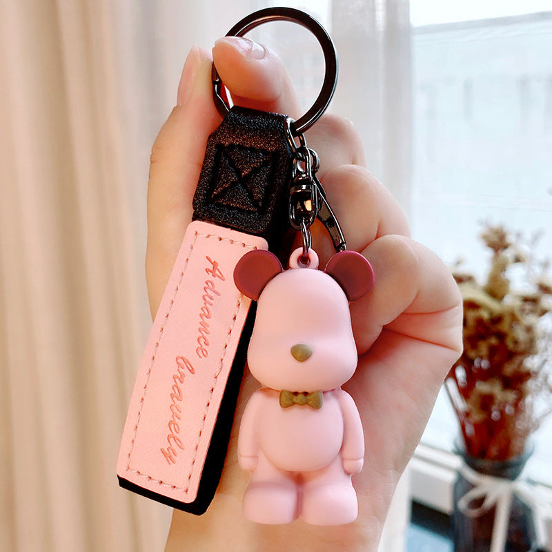 Bow Tie Bear Keychain Creative Cute Bear Violent Bear Pendant Car Ring Couple Schoolbag Ornaments