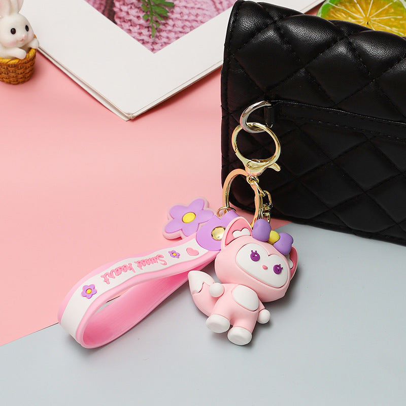 Linnabel Keychain Pendant Crane Machine High-End Accessories Couple Bags Fox Doll Car Key Ornament