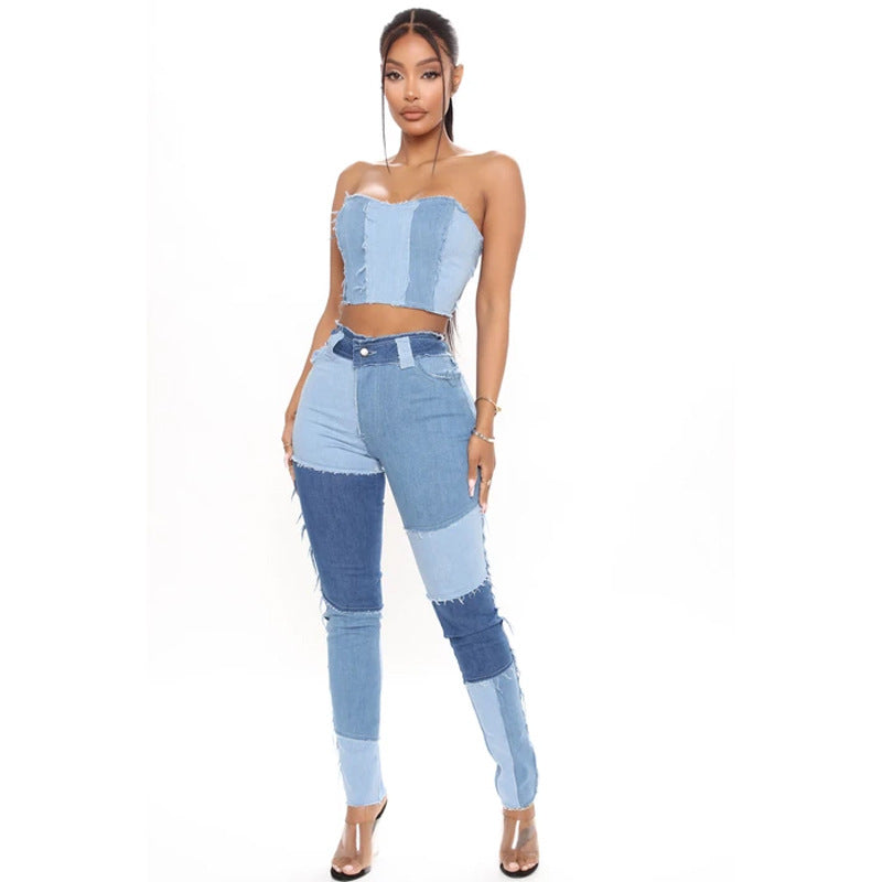 Super Stretch High Waist Tassel Pencil Slim Fit Women's Denim Trousers