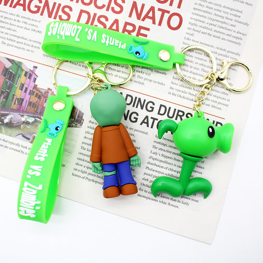 Cartoon 3D Epoxy Plants Vs Zombies Keychain Surrounding the Game Same Plant Zombie Key Chain