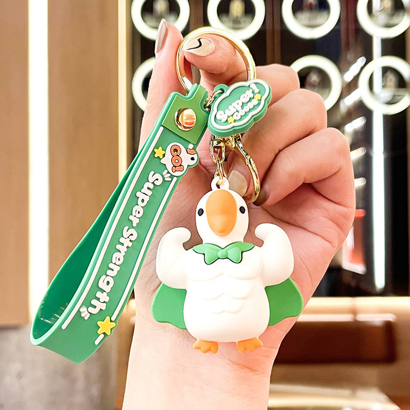 Cartoon Muscle Big Goose Keychain Cute Jewelry Pendant Three-Dimensional Doll New Year Gift Exquisite Bag Ornaments