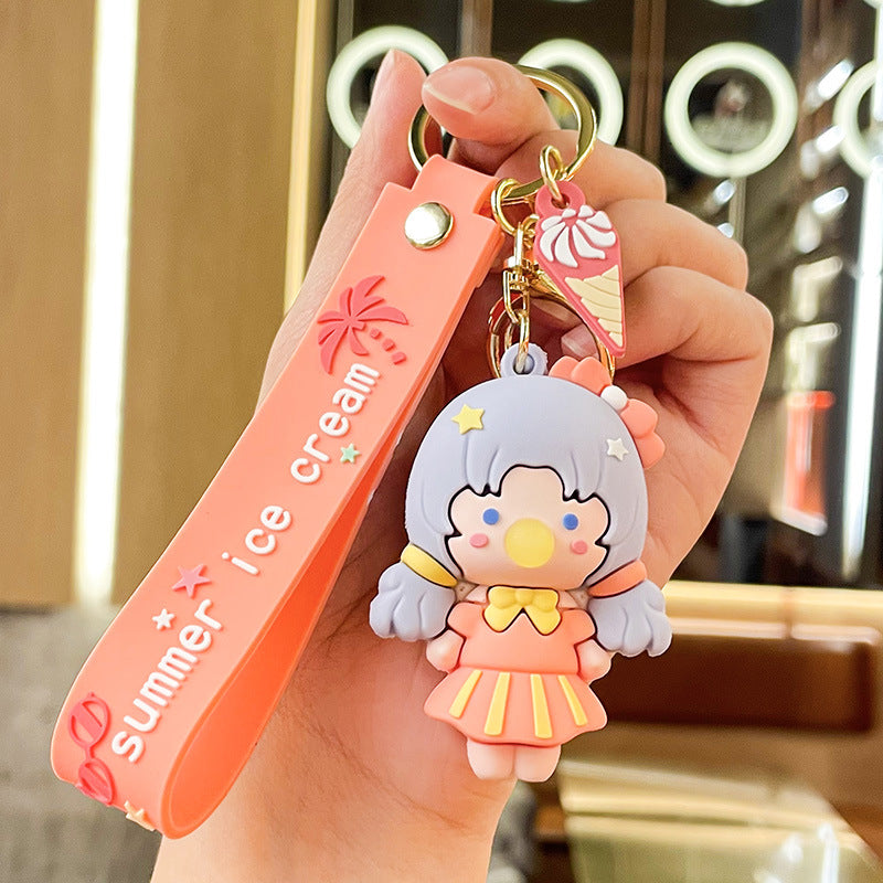 Cute Summer Sea Style Bubble Princess Keychain Trendy Jewelry Pendant Cartoon Doll Exquisite Bag Ornaments