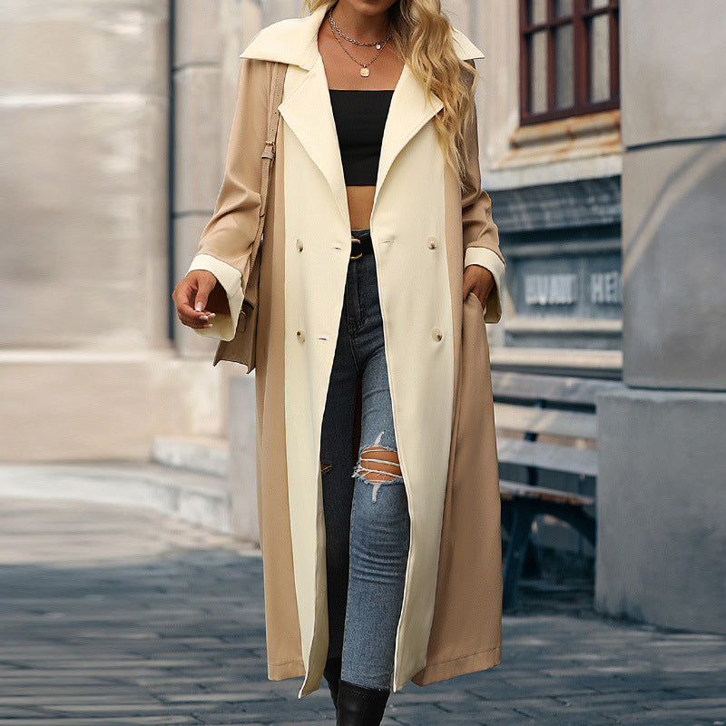 Women's Long Casual Trench Coat Women's Autumn and Winter Large Coat